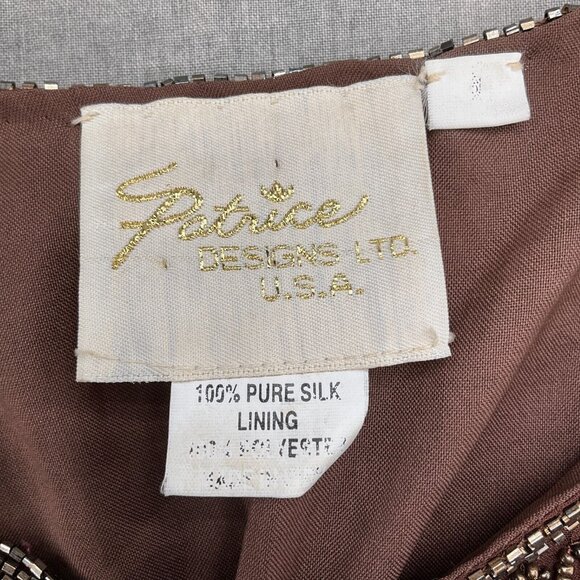 Patrice Designs Jacket Women Large Brown Metallic Allover Embellish Silk USA VTG - Picture 5 of 11